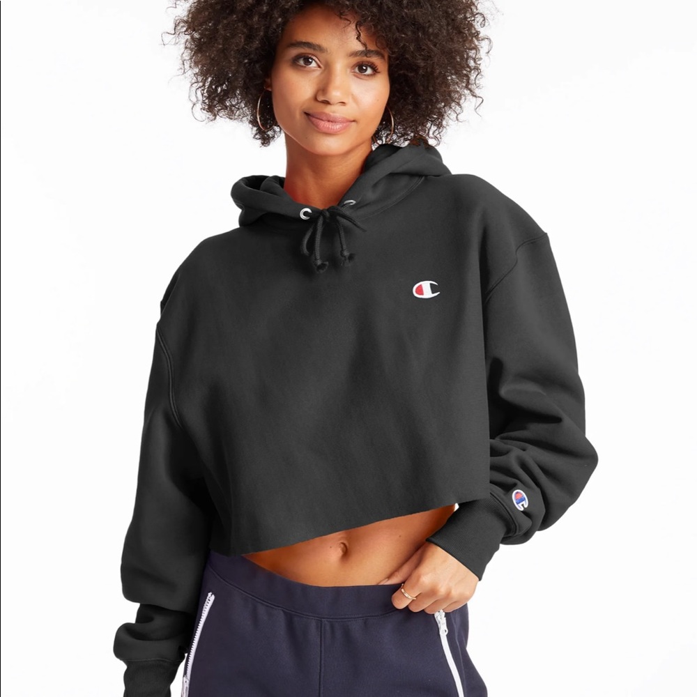 NWT Champion Women's Reverse Weave Cropped Cut-Off Hoodie, Left Chest C